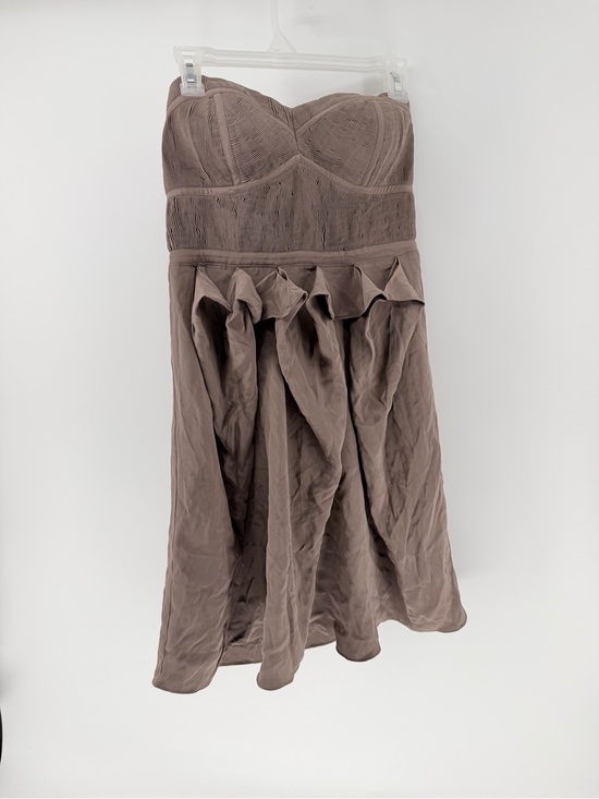 Quillaree Dresses & Skirts - Quillaree by Anthropologie Strapless Ruffle Sweetheart Mini Dress Taupe Sz 8